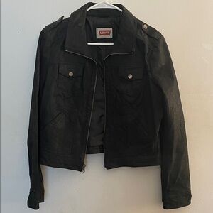 Levi's Women's Black leather Jacket. Size large